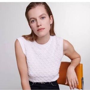 Maje White Lace Crop Top